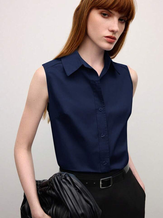 Blusa Clásica con Cuello Camisero