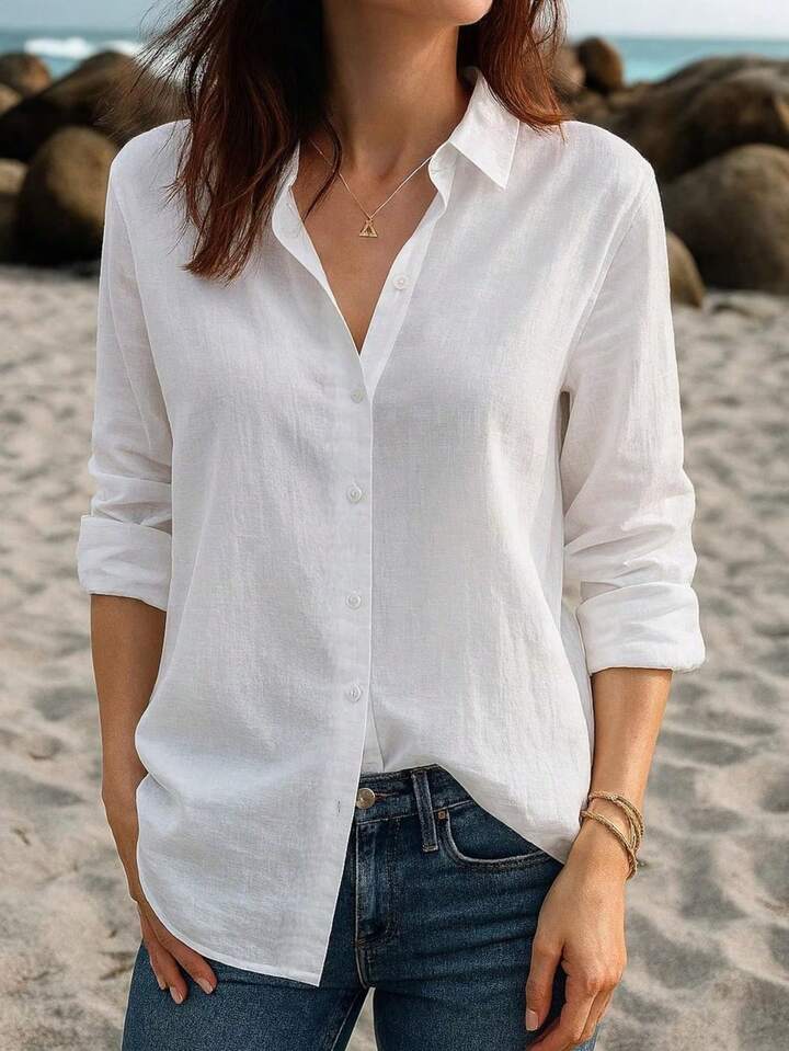 Camicia casual a maniche lunghe con bottoni