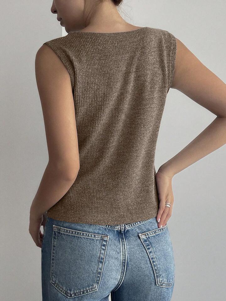 Top in maglia senza maniche con scollo a V