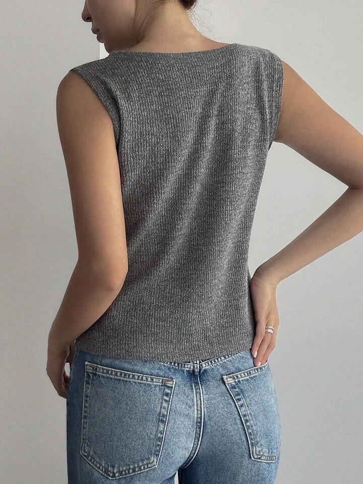 Top in maglia senza maniche con scollo a V