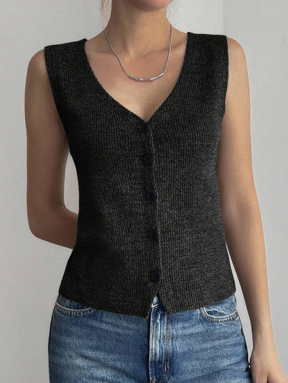Top in maglia senza maniche con scollo a V