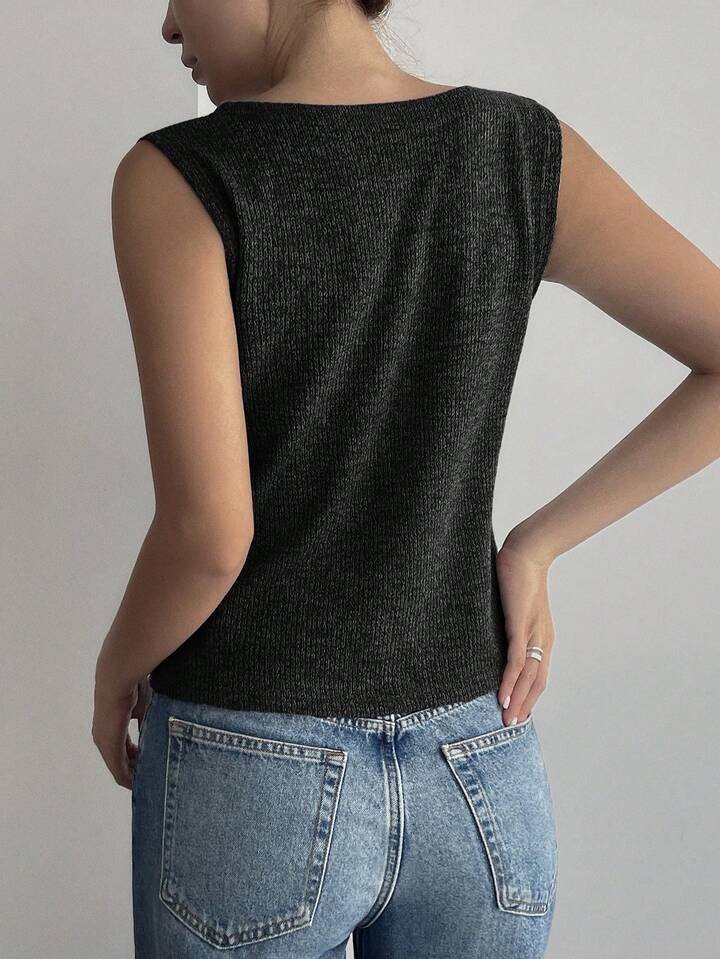 Top in maglia senza maniche con scollo a V