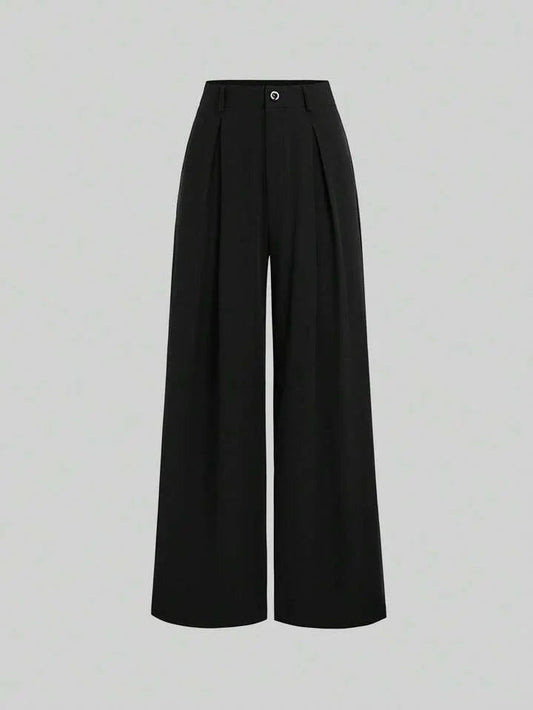 Pantaloni a gamba larga in jacquard con pieghe