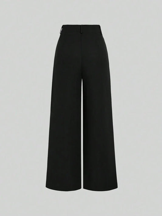 Pantaloni a gamba larga in jacquard con pieghe