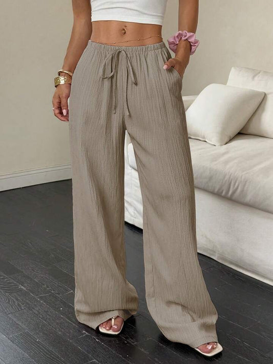 Pantaloni testurizzati con coulisse regolabile