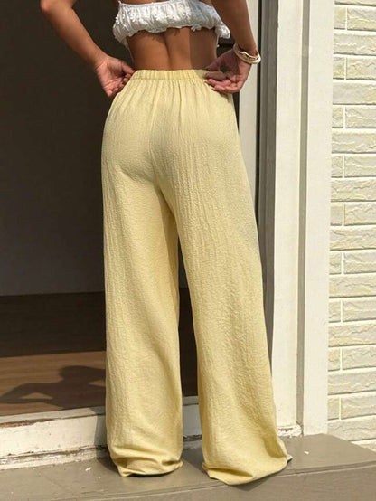 Pantalón Ligero Amarillo Mantequilla de Corte Relajado