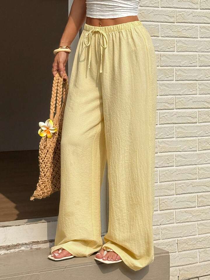 Pantalón Ligero Amarillo Mantequilla de Corte Relajado