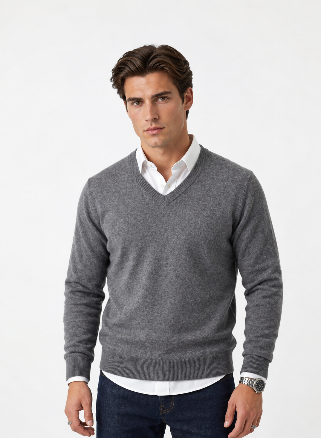 Jersey de Lana Merino Cuello de Pico