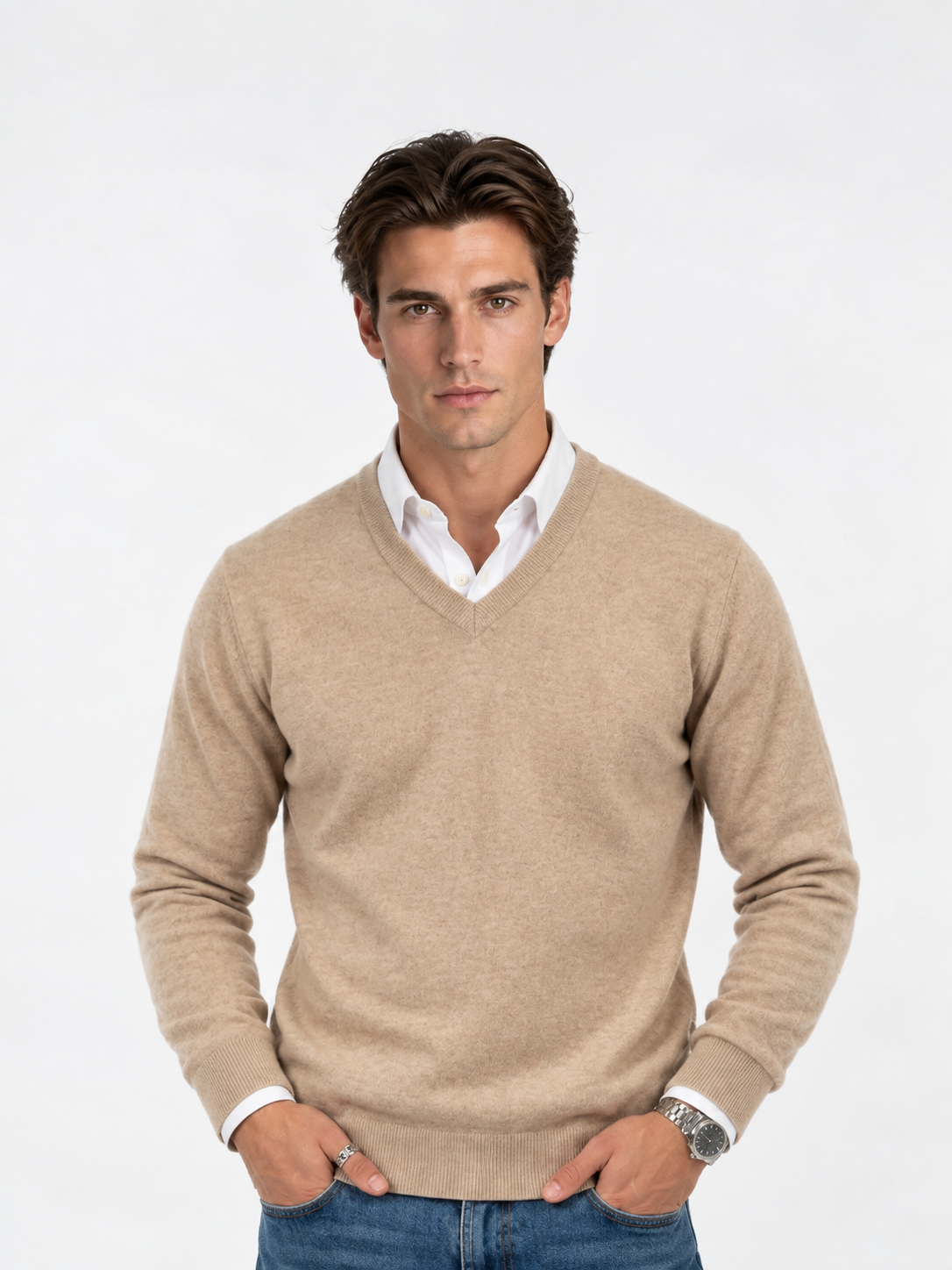 Jersey de Lana Merino Cuello de Pico