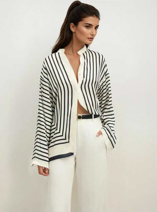 Blusa Oversize de Rayas con Botones
