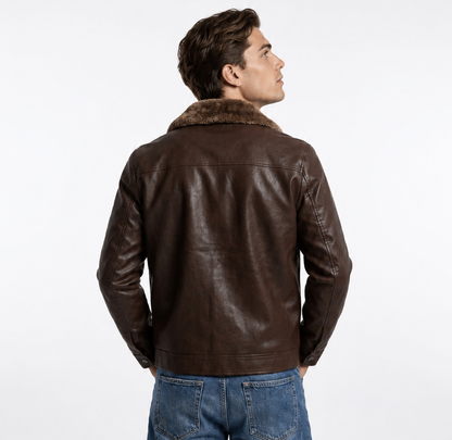 Chaqueta Biker de Piel Sintética con Forro Polar