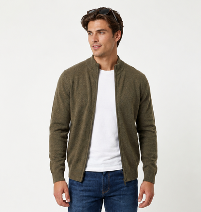 Cárdigan de Lana Merino con Cuello Alto