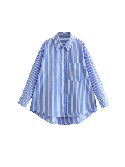 Camicia lunga ampia a righe