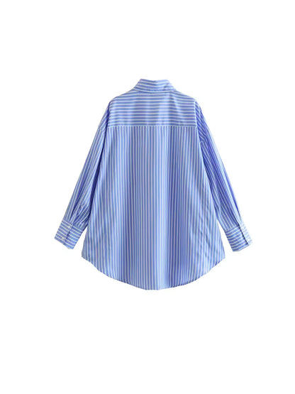 Camicia lunga ampia a righe