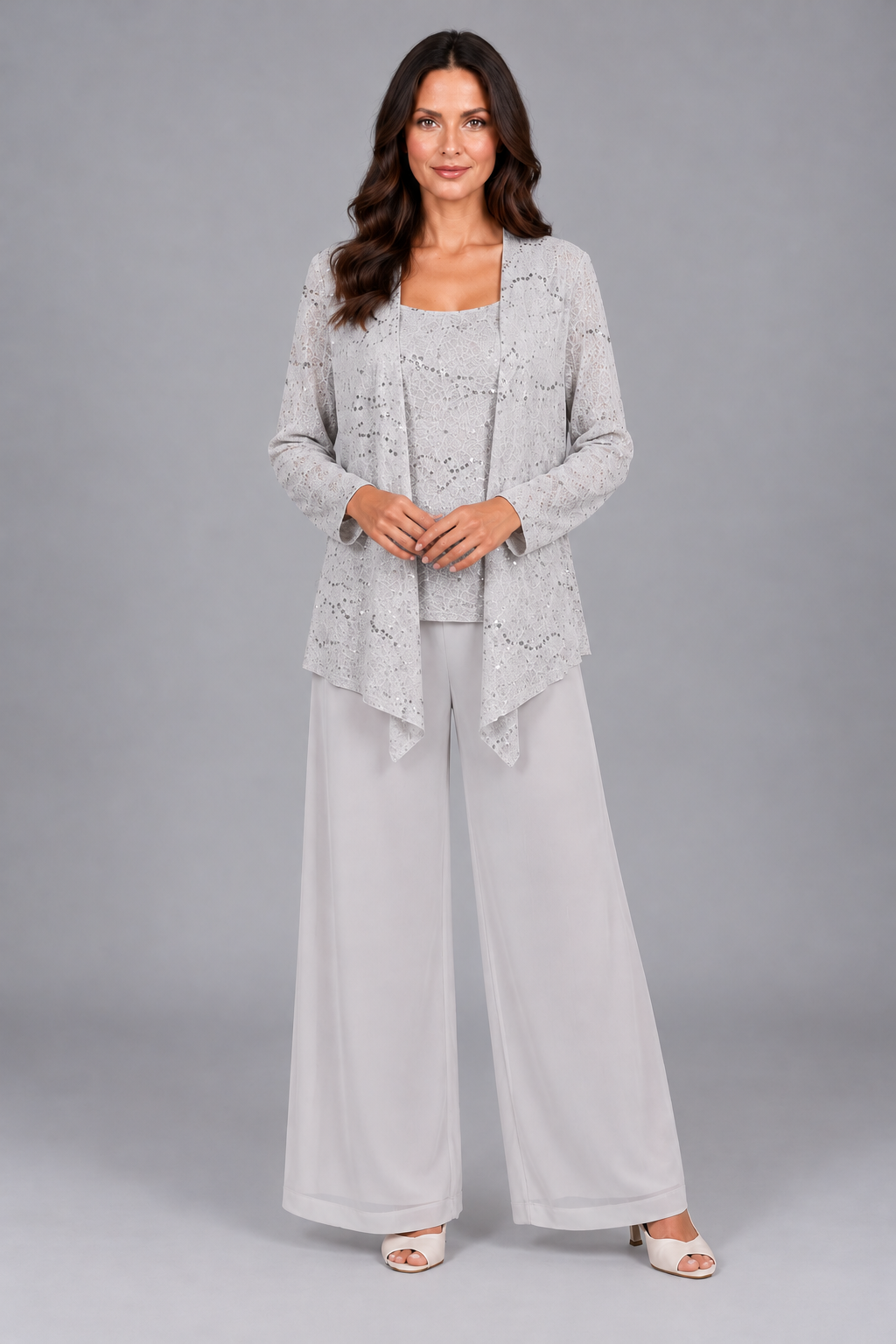 Zelinda | Conjunto de Tres Piezas con Chaqueta de Lentejuelas y Pantalón Ancho