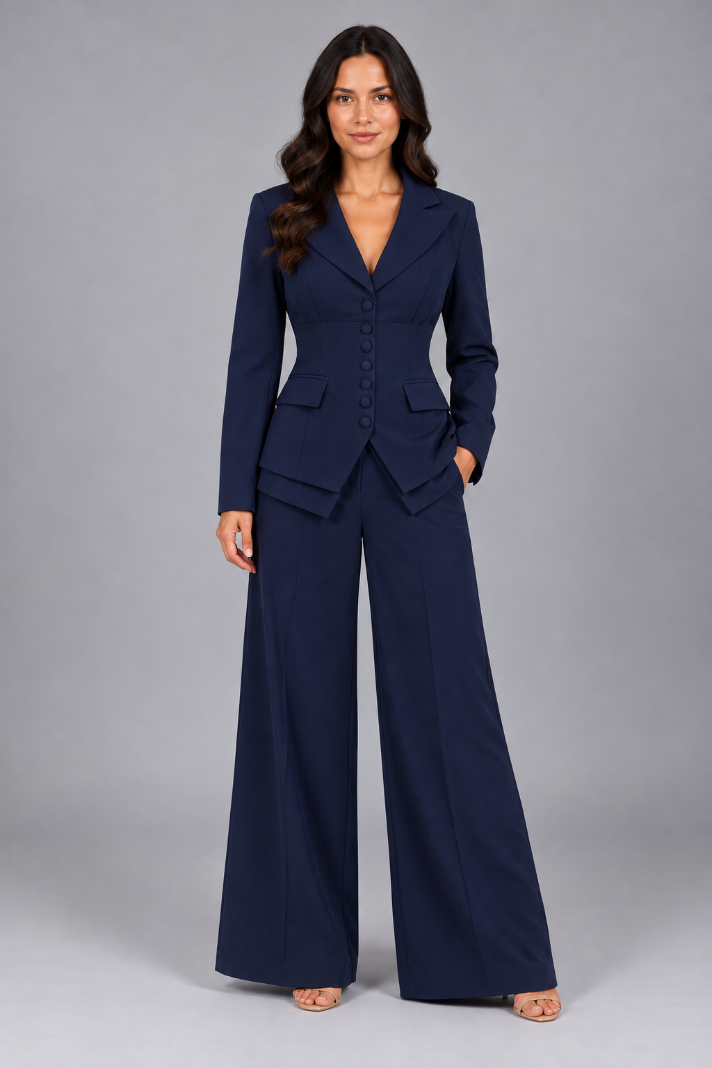 Anselma | Two-Piece Set with Waist-Defining Blazer and Palazzo Pants