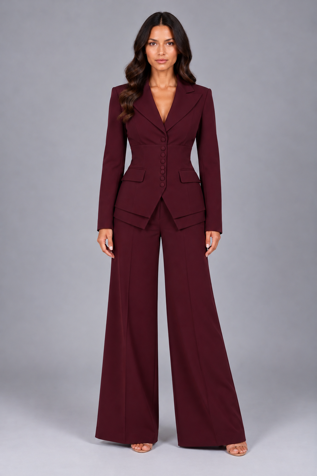 Anselma | Two-Piece Set with Waist-Defining Blazer and Palazzo Pants