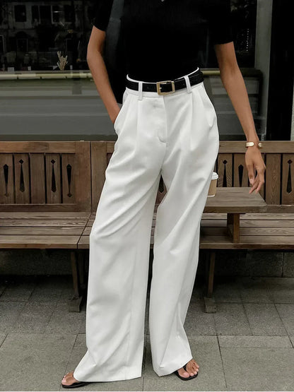Pantalón Holgado de Tiro Alto con Caída Fluida