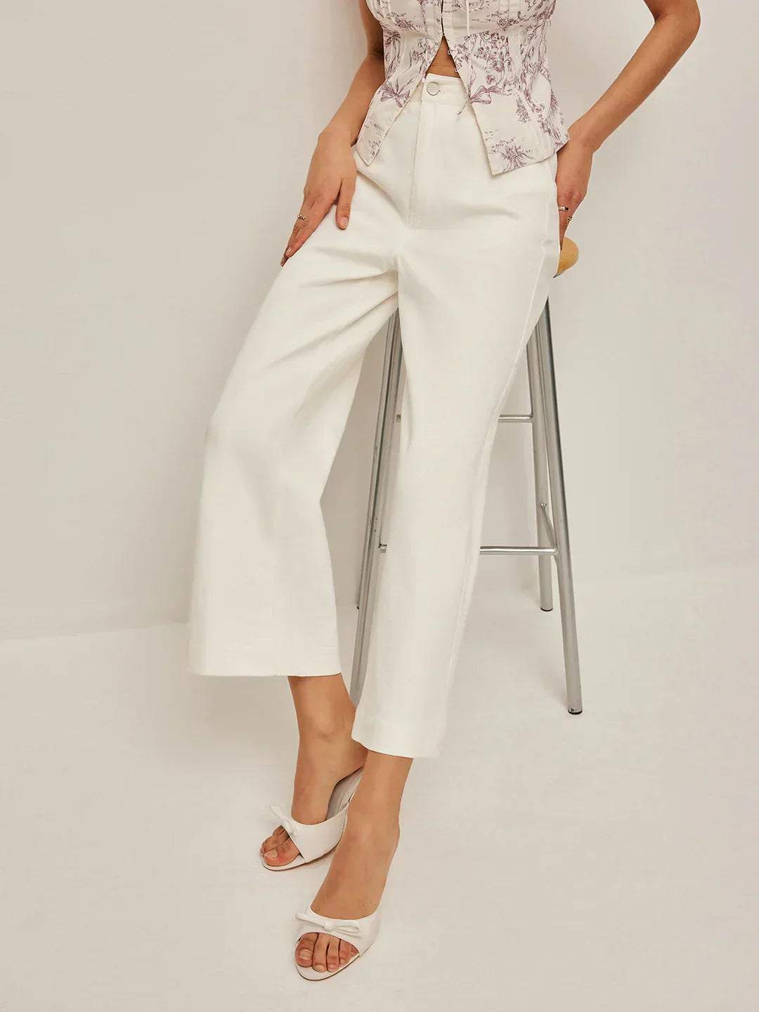 White Wide-Leg Jeans