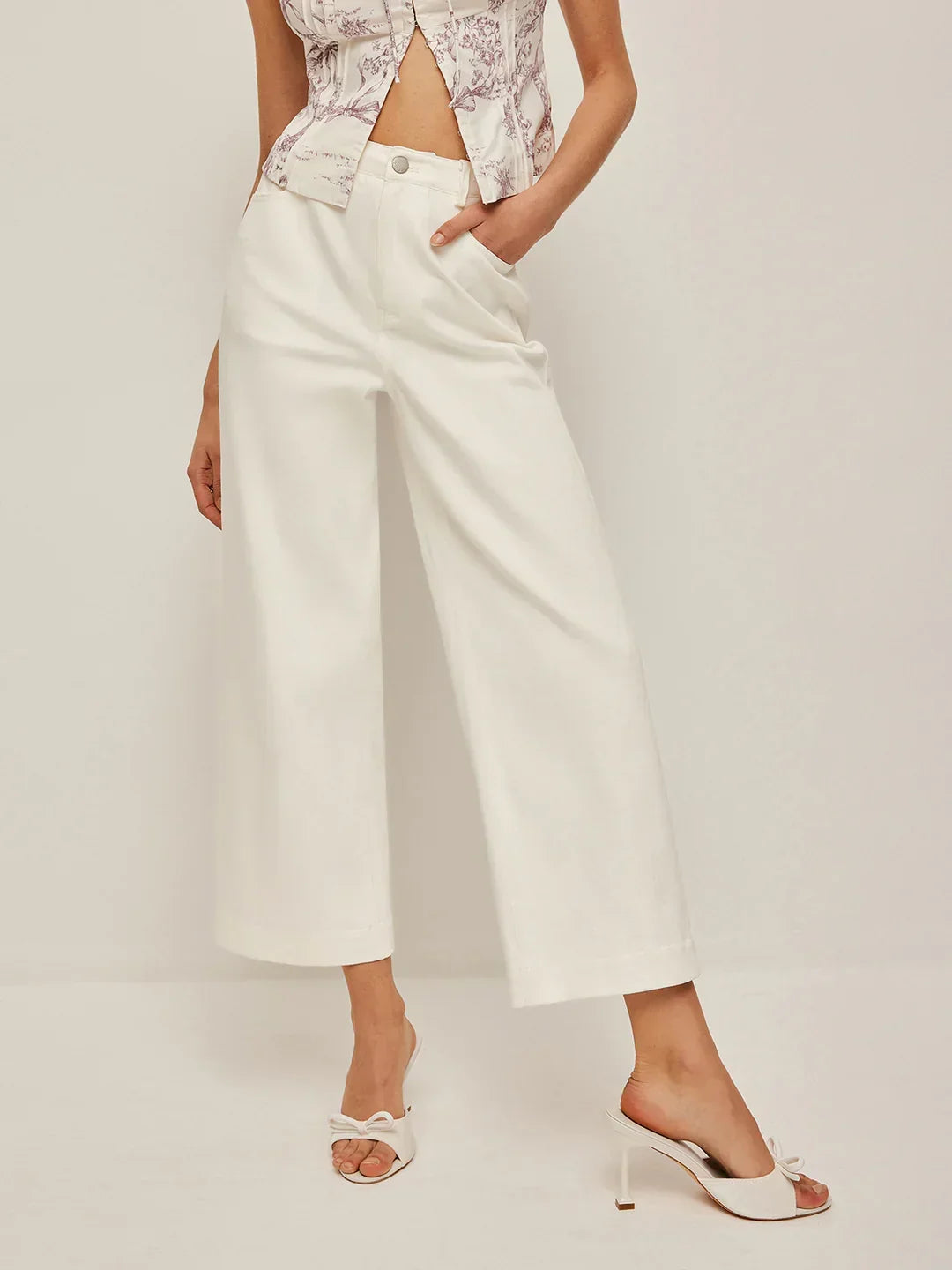 White Wide-Leg Jeans