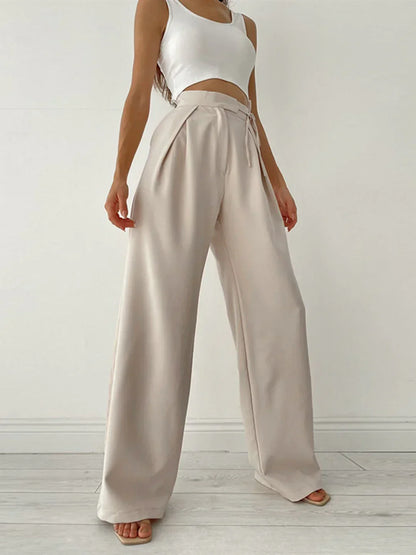 High-Waisted Wide-Leg Loose Elegant Trousers