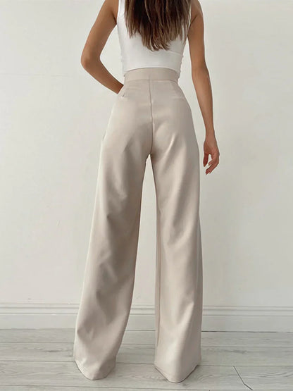High-Waisted Wide-Leg Loose Elegant Trousers