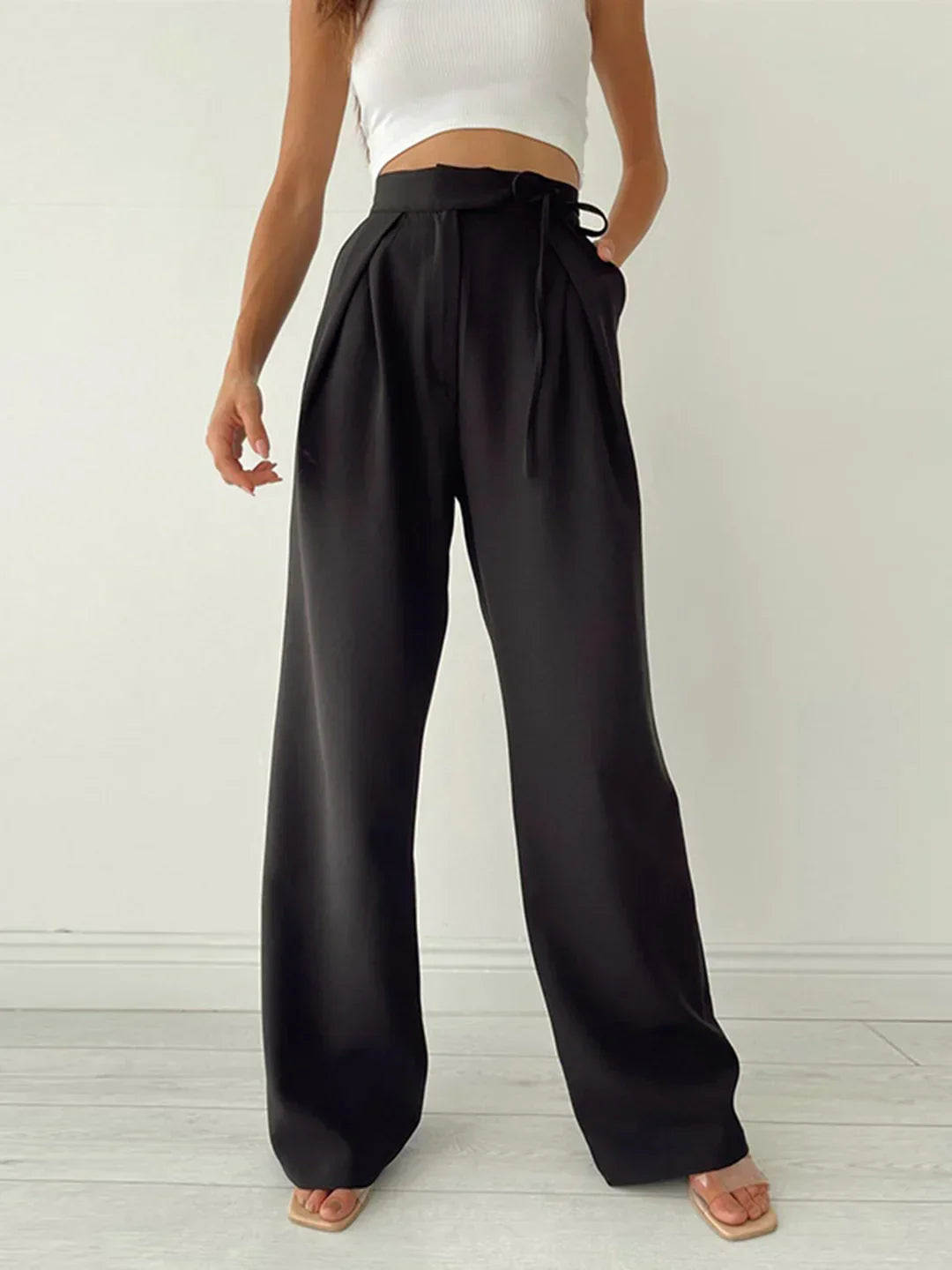 High-Waisted Wide-Leg Loose Elegant Trousers