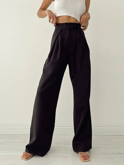 High-Waisted Wide-Leg Loose Elegant Trousers