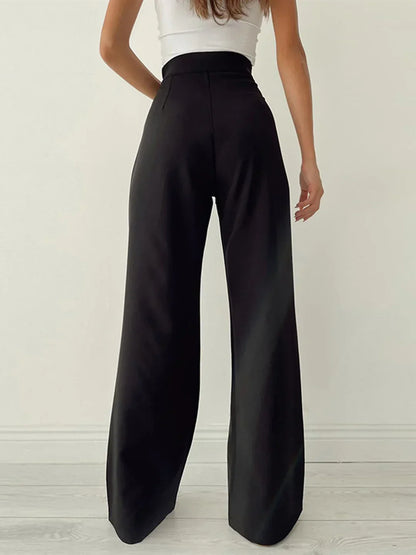 High-Waisted Wide-Leg Loose Elegant Trousers