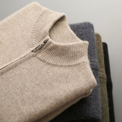 Cárdigan de Lana Merino con Cuello Alto
