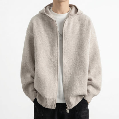 Maglione in maglia con cappuccio e zip