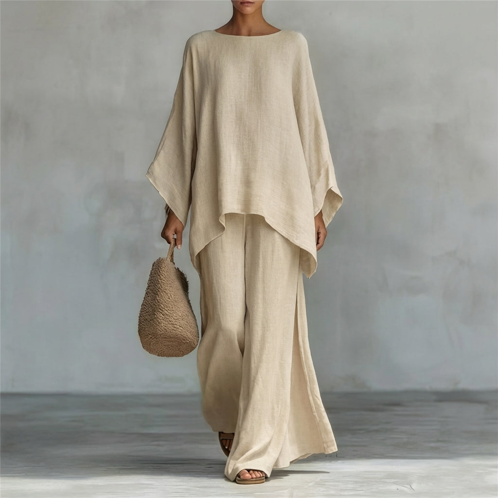 CRISTINA | CONJUNTO DE DOS PIEZAS CON MANGAS LARGAS Y PANTALÓN HOLGADO