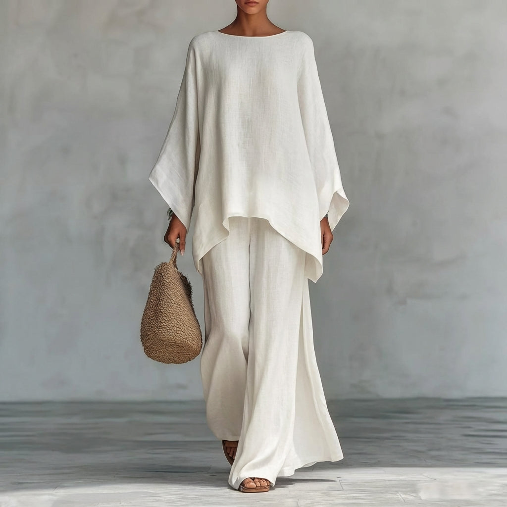 CRISTINA | CONJUNTO DE DOS PIEZAS CON MANGAS LARGAS Y PANTALÓN HOLGADO