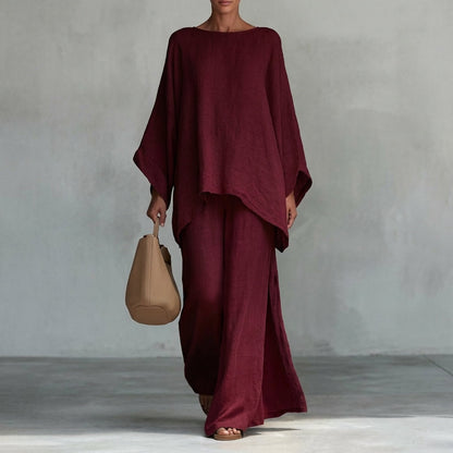 CRISTINA | CONJUNTO DE DOS PIEZAS CON MANGAS LARGAS Y PANTALÓN HOLGADO