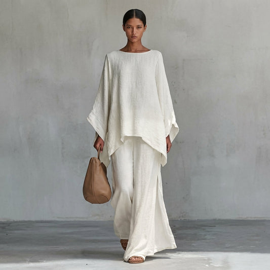 CRISTINA | CONJUNTO DE DOS PIEZAS CON MANGAS LARGAS Y PANTALÓN HOLGADO