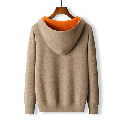 Jersey de Lana con Capucha y Cremallera