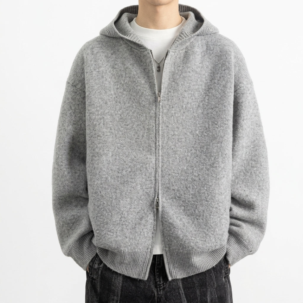 Maglione in maglia con cappuccio e zip