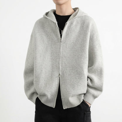 Maglione in maglia con cappuccio e zip