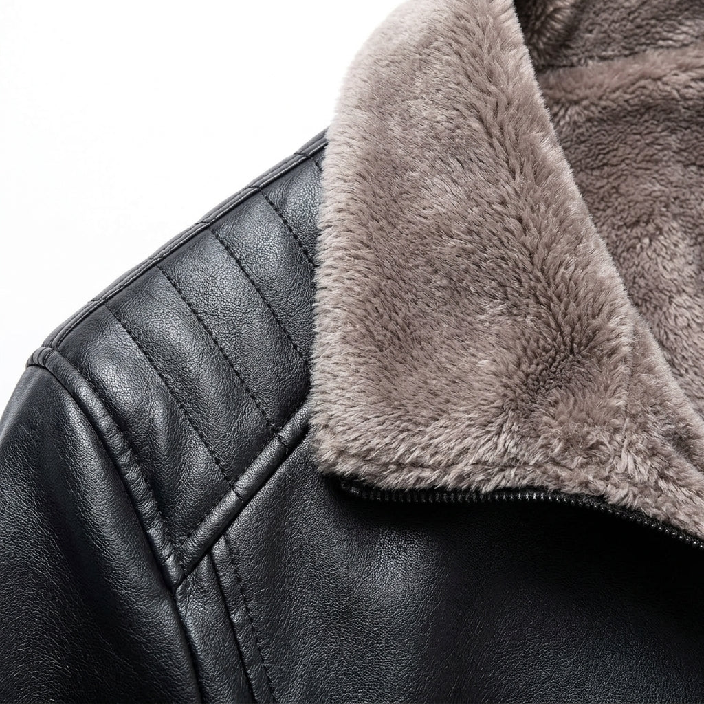 Chaqueta Biker de Piel Sintética con Forro Polar