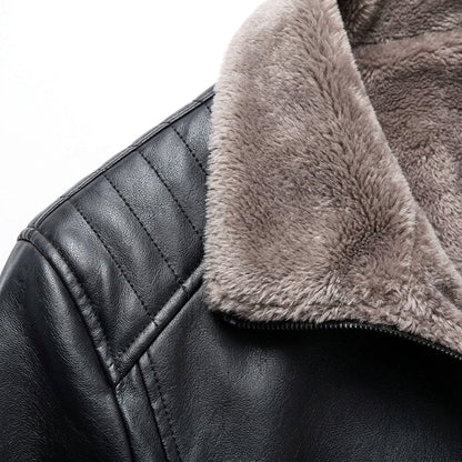 Chaqueta Biker de Piel Sintética con Forro Polar