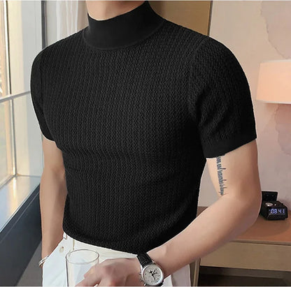 Textured High Neck T-Shirt