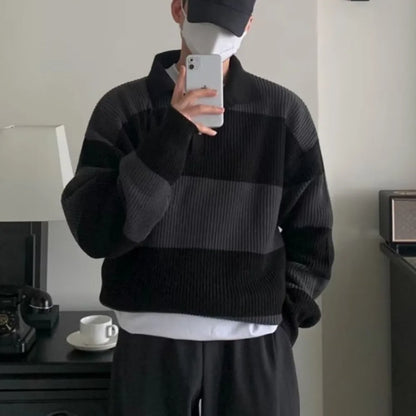 Jersey Oversize de Rayas con Cuello Polo