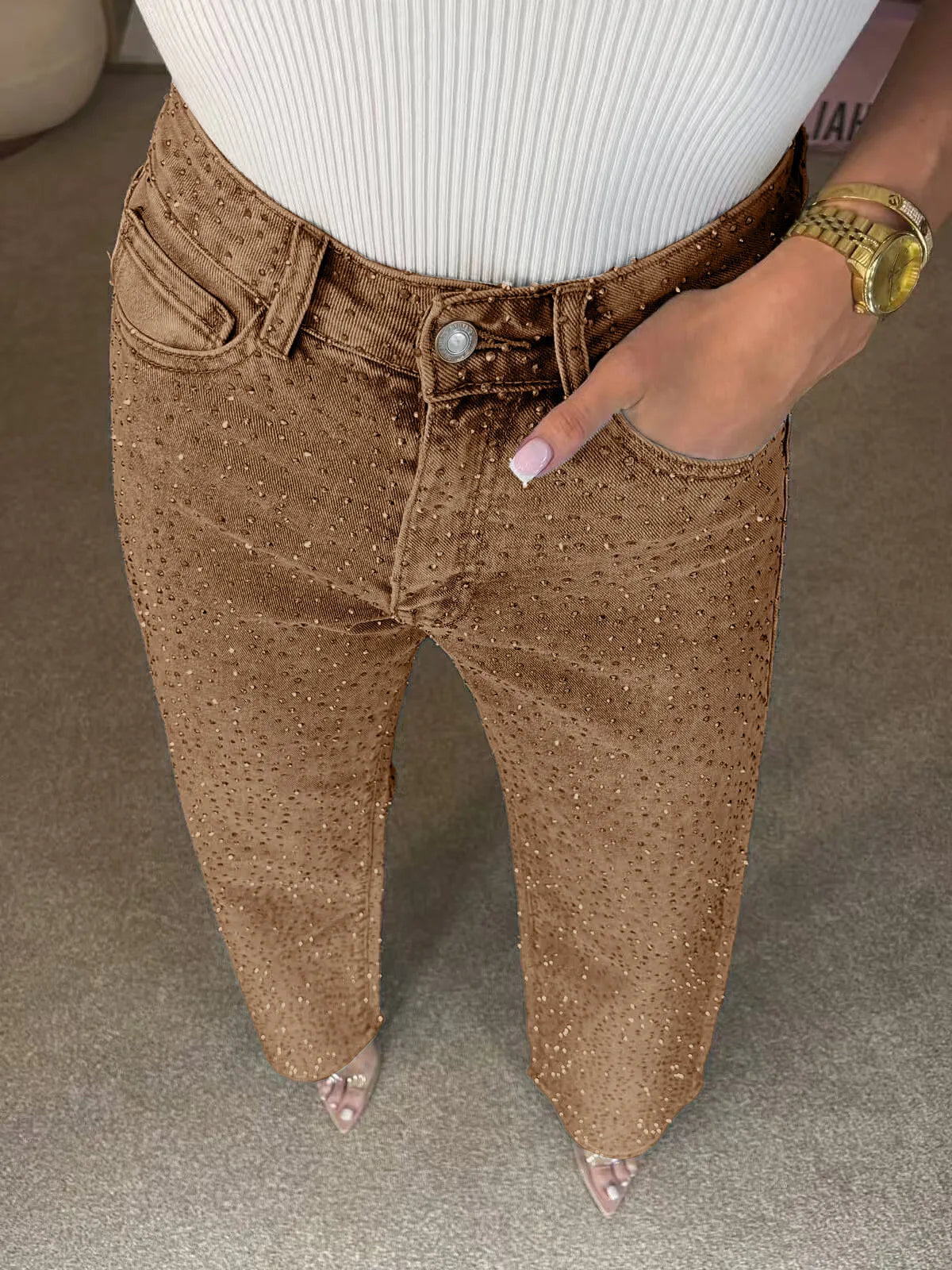 ELENA | JEANS DENIM CON STRASS