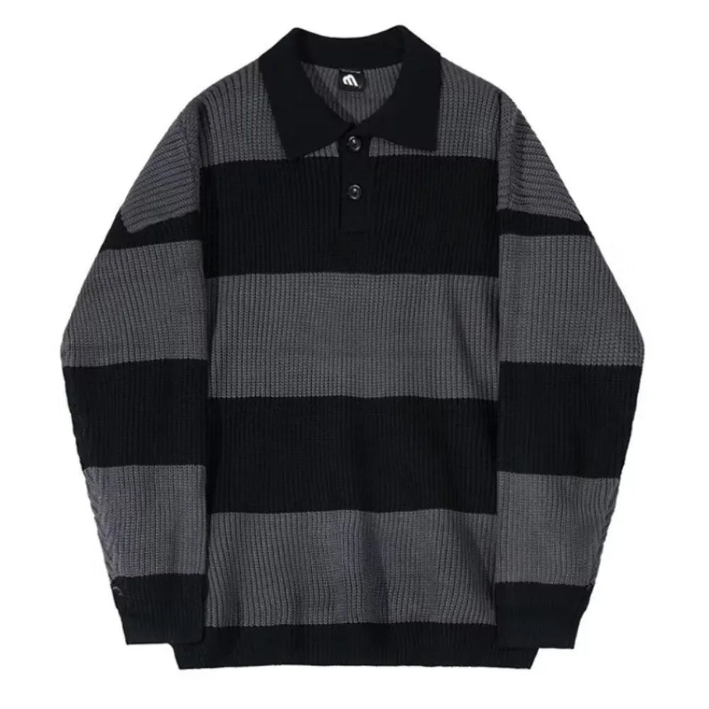 Jersey Oversize de Rayas con Cuello Polo