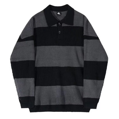 Jersey Oversize de Rayas con Cuello Polo