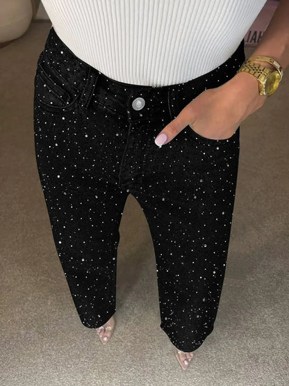ELENA | JEANS DENIM CON STRASS