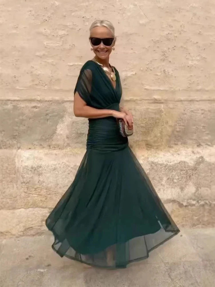Delfina | Vestido Largo de Gasa Elegante