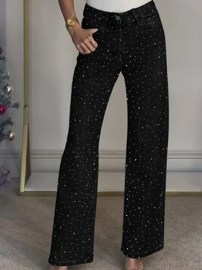 ELENA | JEANS DENIM CON STRASS