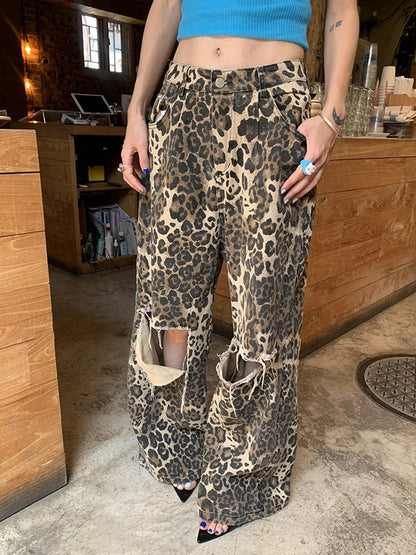 DANIELA | JEANS PALAZZO LEOPARDO DESGASTADOS