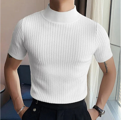Textured High Neck T-Shirt